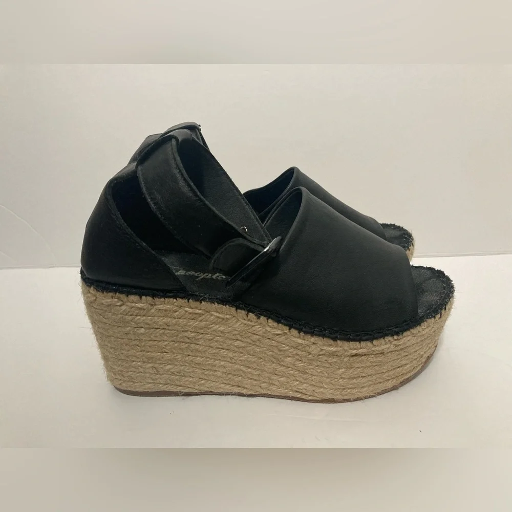 Free People Coastal platform wedge espadrilles sandals EURO 37 US 6.5 black